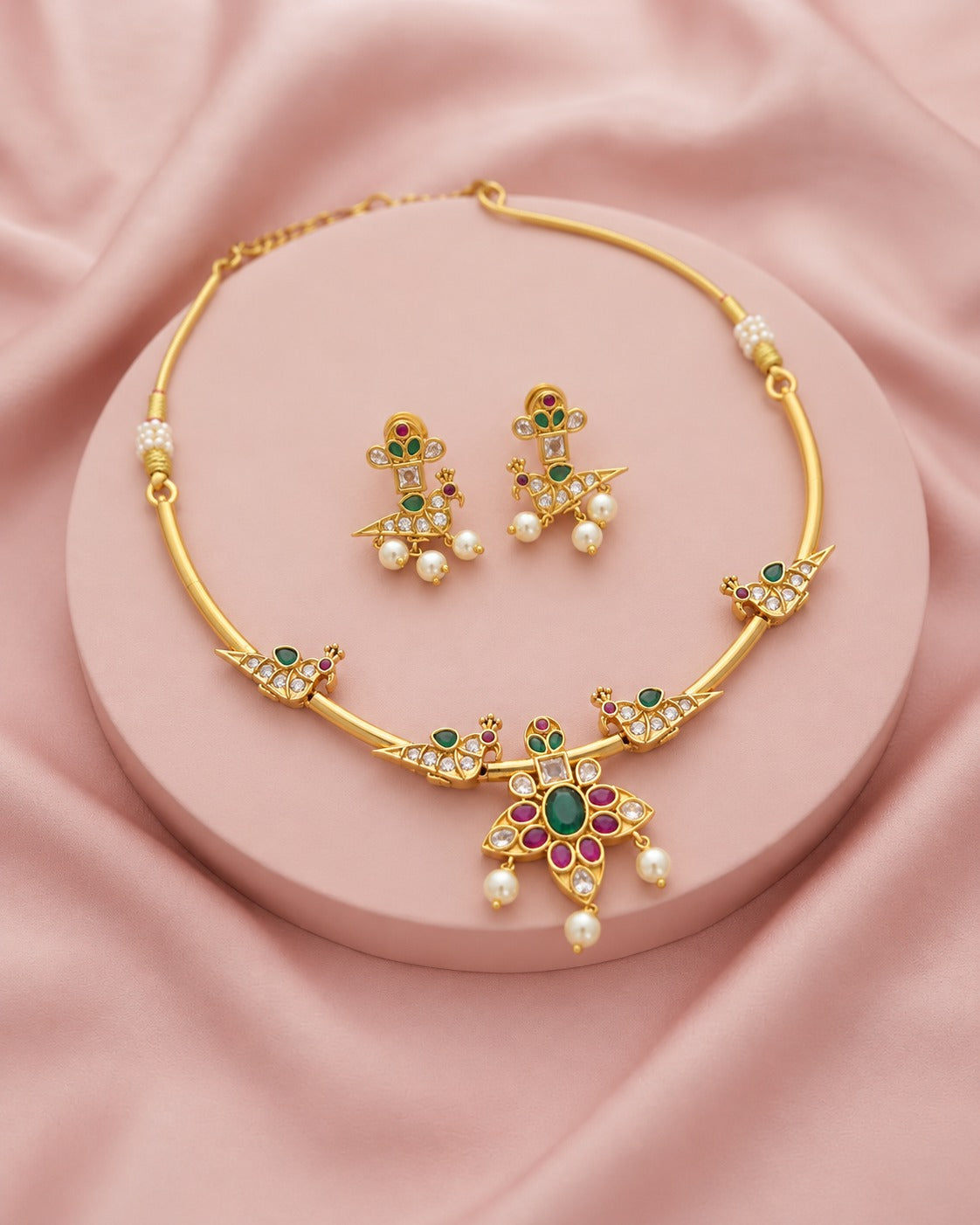 Mayur Heritage Kundan Pearl Necklace Set