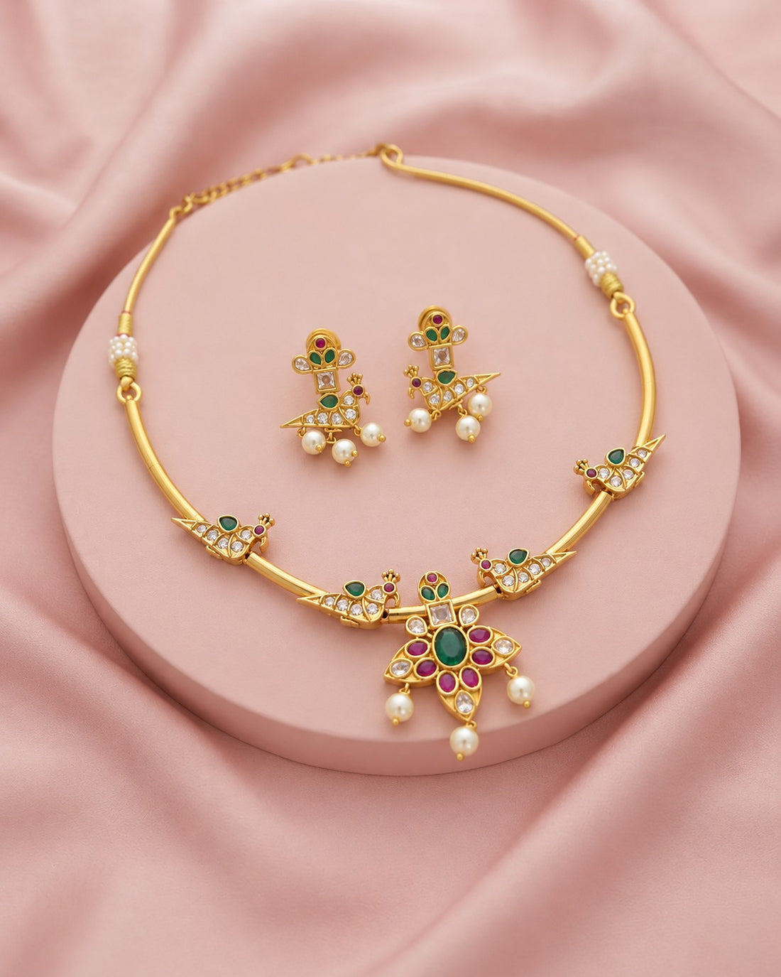 Mayur Heritage Kundan Pearl Necklace Set