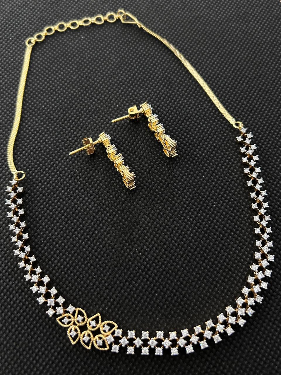 Navya Crystal Screw Pech  Floral Necklace Set