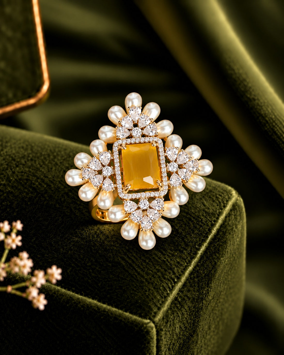 Aurelia Pearl Halo Adjustable Ring