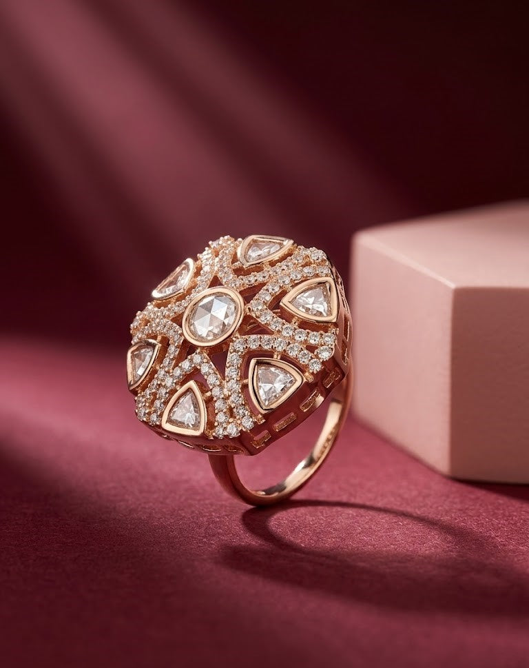 Raktima Ruby Kundan Ring for Women | Adjustable Statement Ring