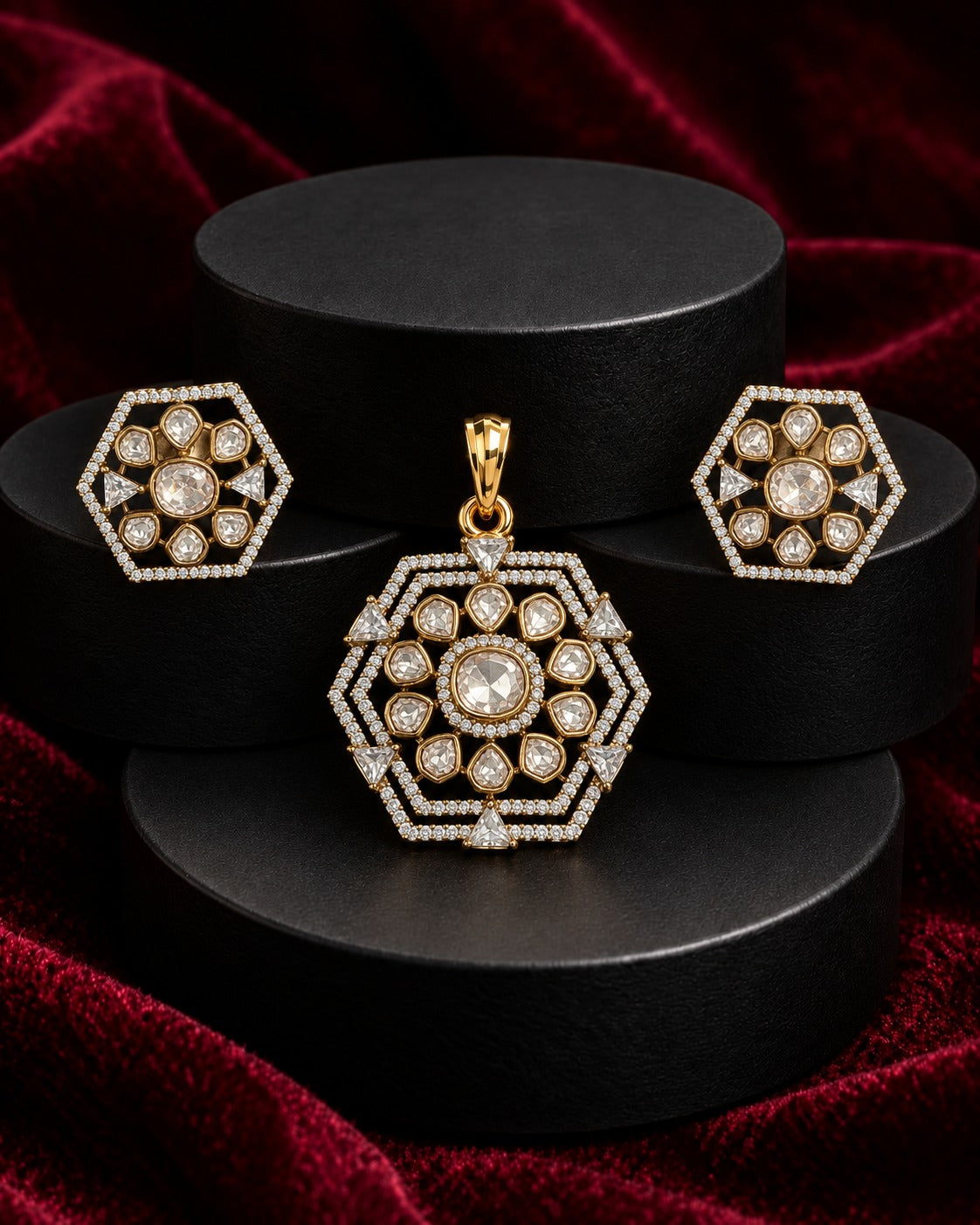 Hexa Kundan Pendant Set