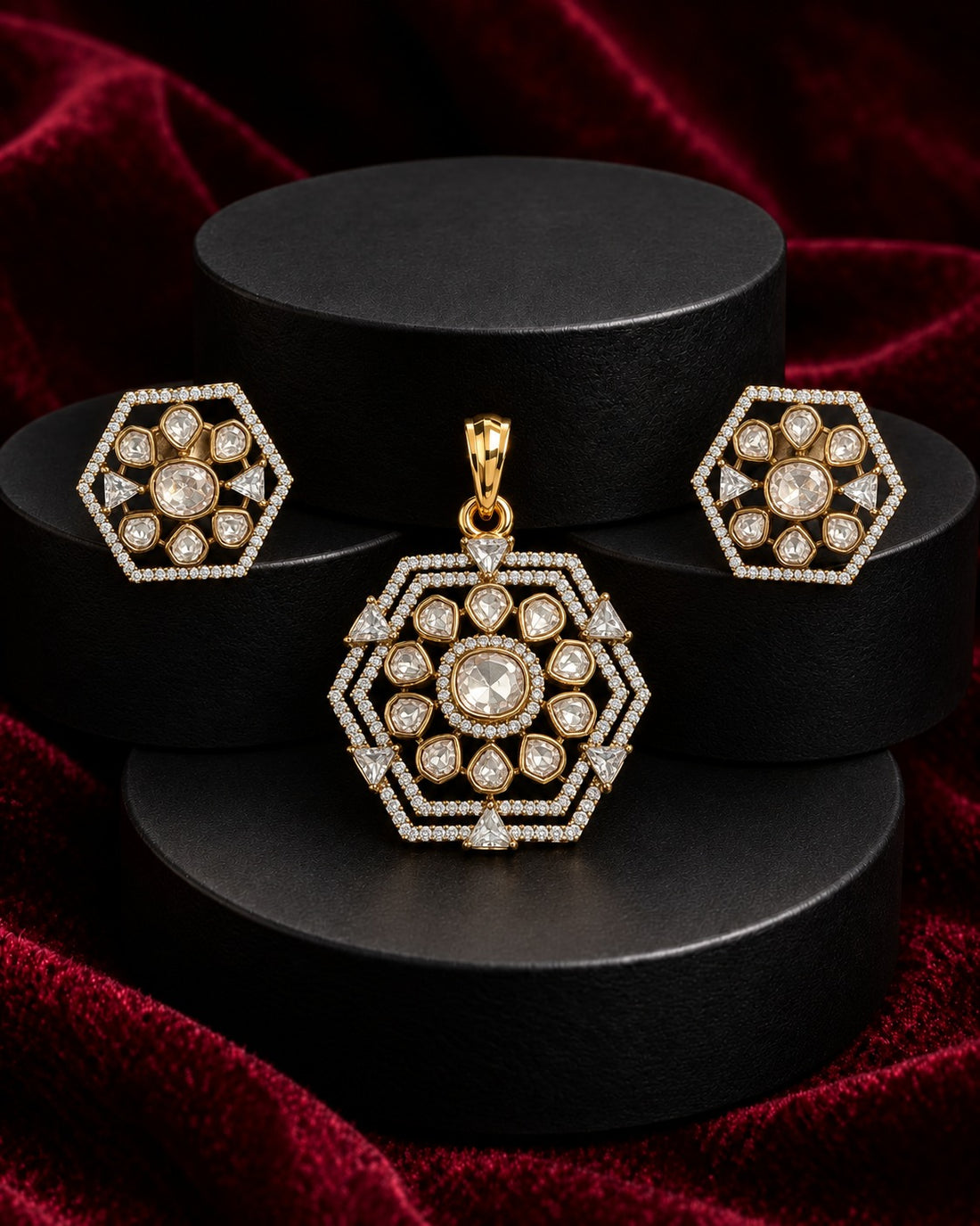 Hexa Kundan Pendant Set