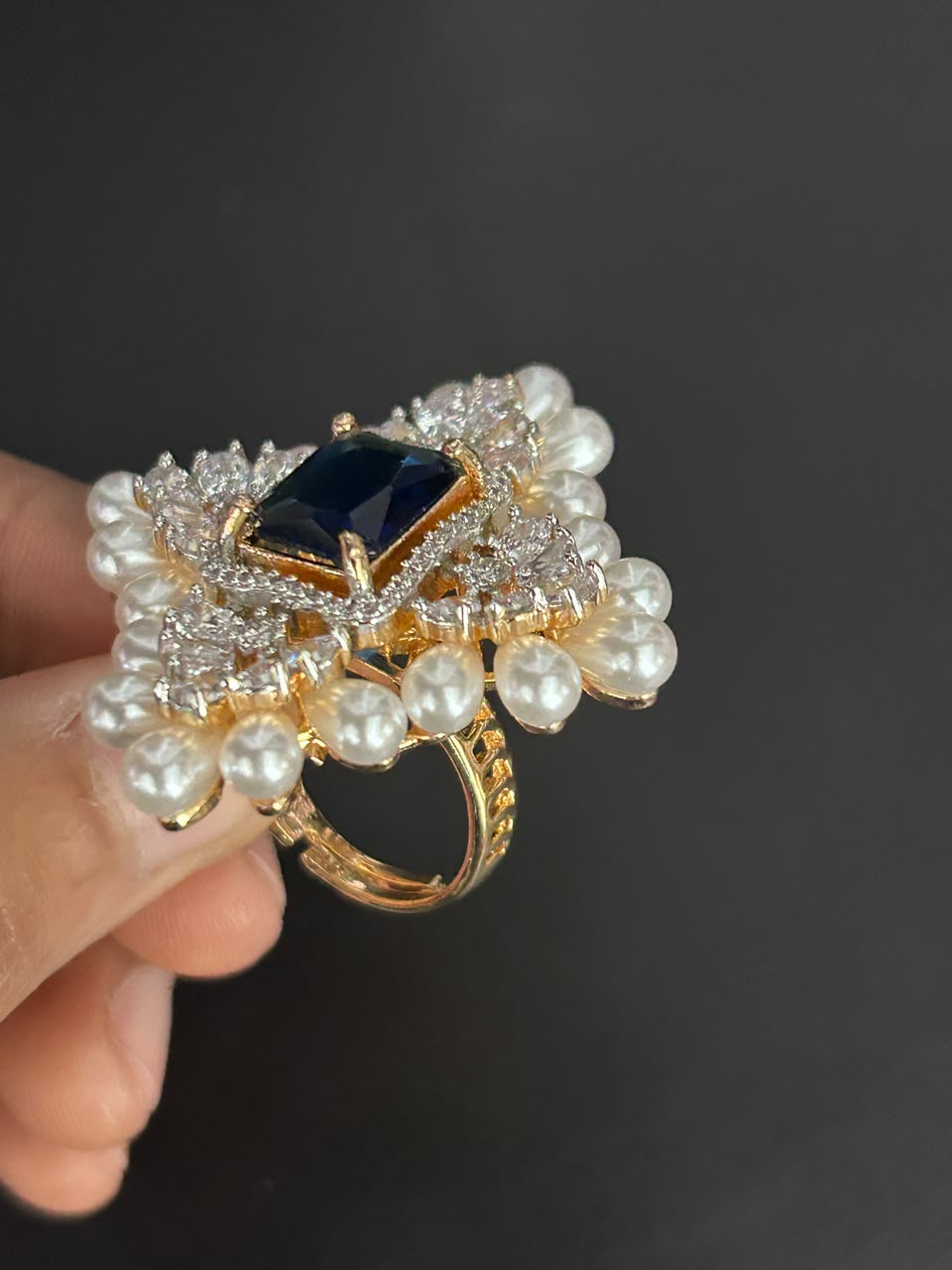 Aurelia Pearl Halo Adjustable Ring