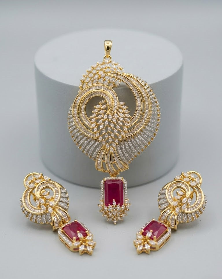 Mayurakshi Emerald Aura Pendant Set