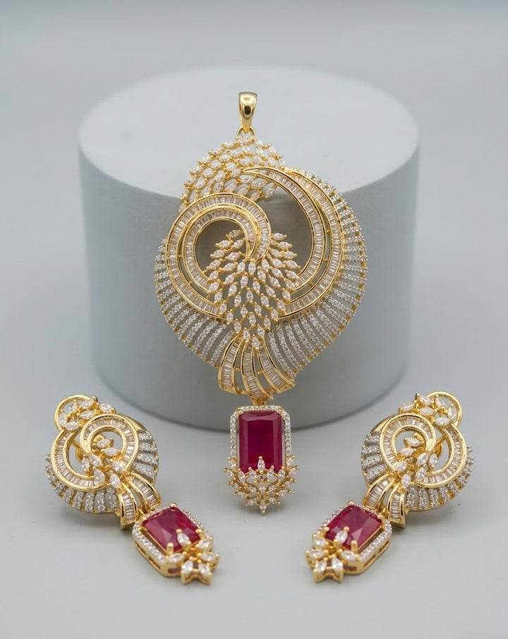 Mayurakshi Emerald Aura Pendant Set