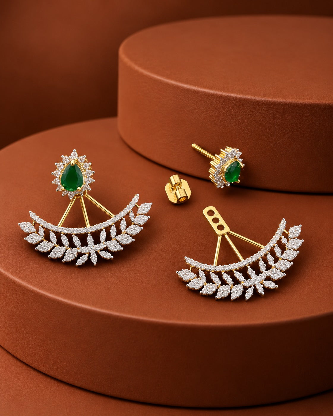 Aurelia Crescent Ear-Jacket Screw Earrings