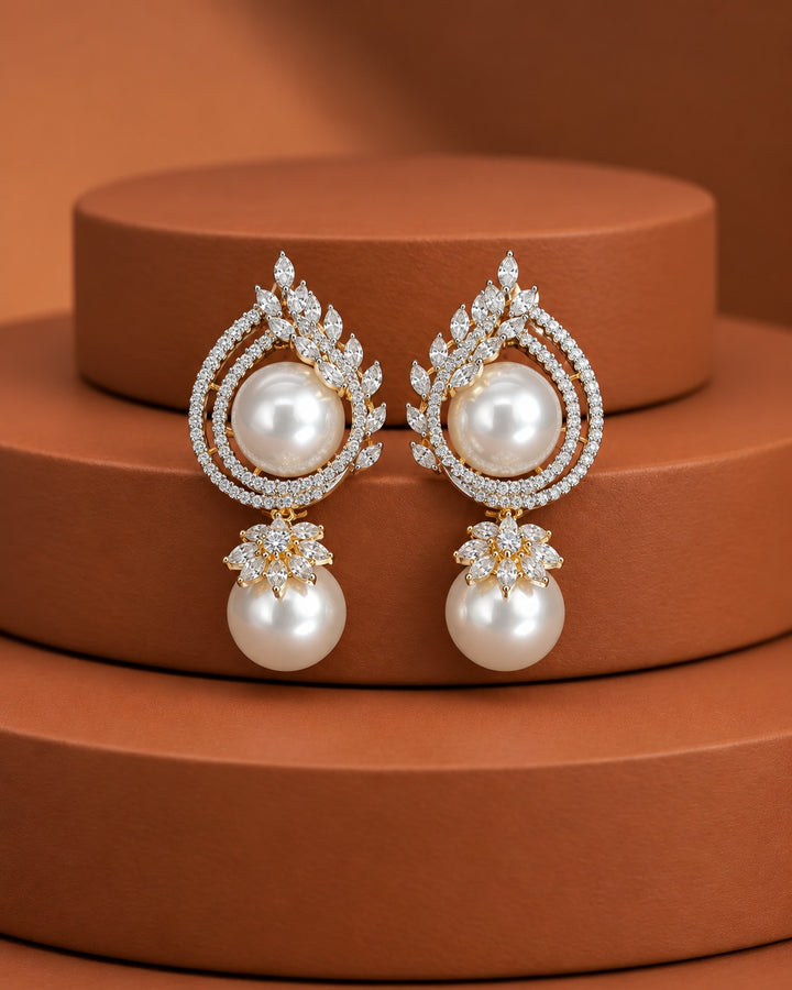 Pearl Bloom Halo Drop Earrings
