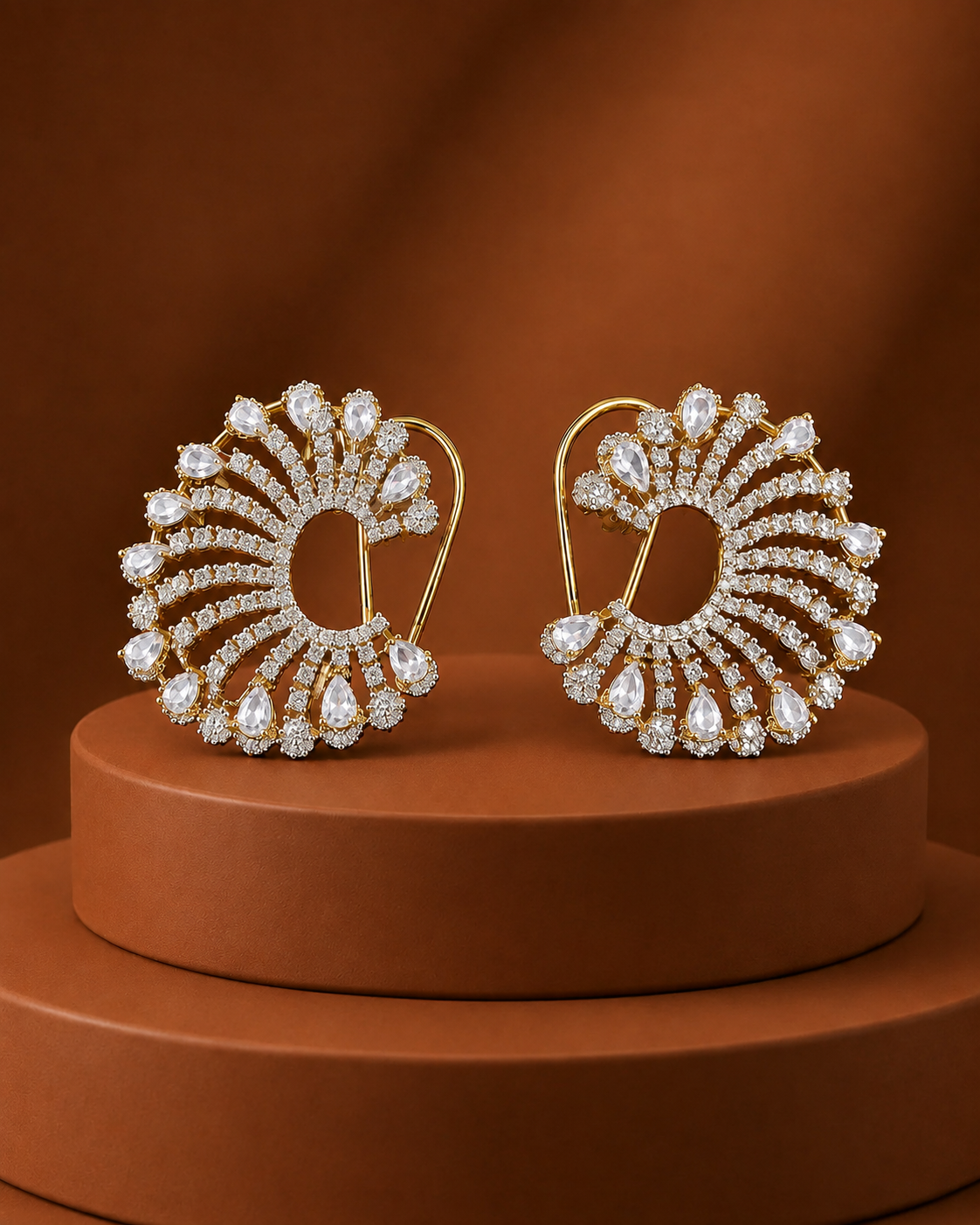 Mayurika Ruby & Emerald Diamond-Look Fan Earrings