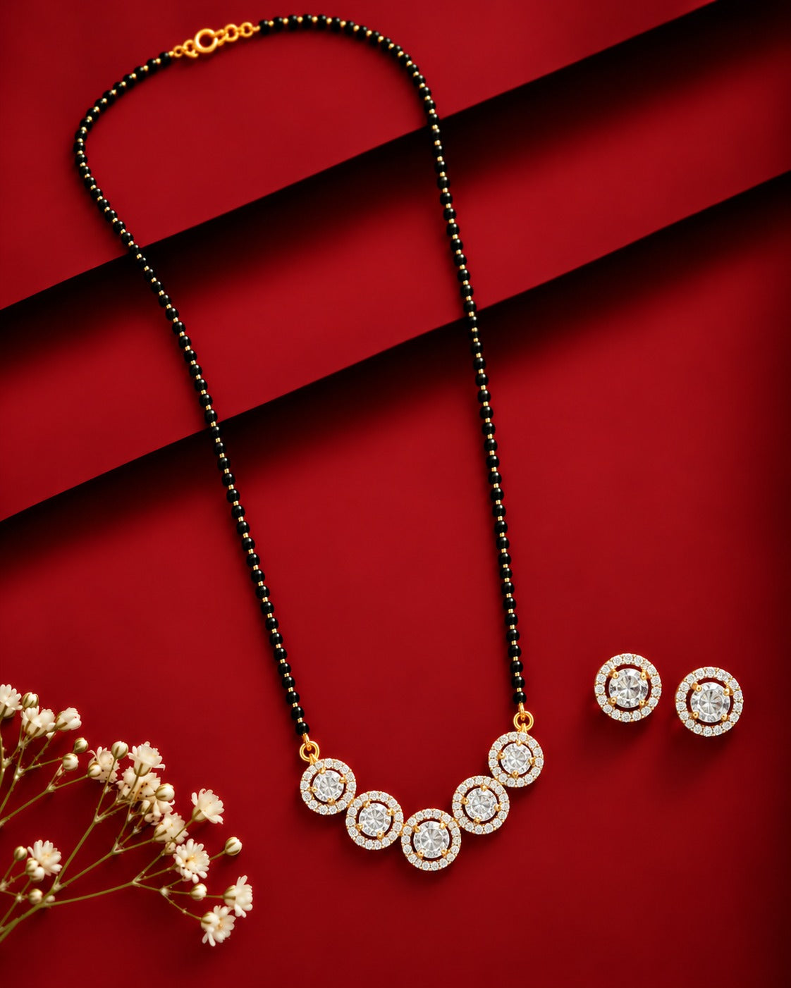 18 Inch Halo Stone Mangalsutra Set