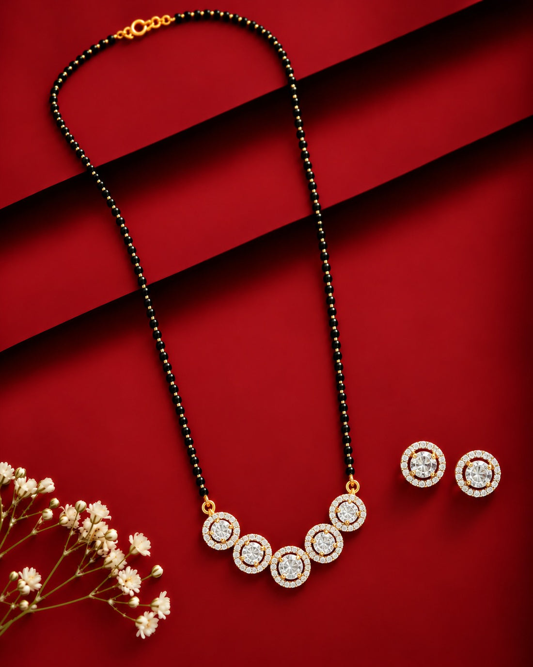 18 Inch Halo Stone Mangalsutra Set
