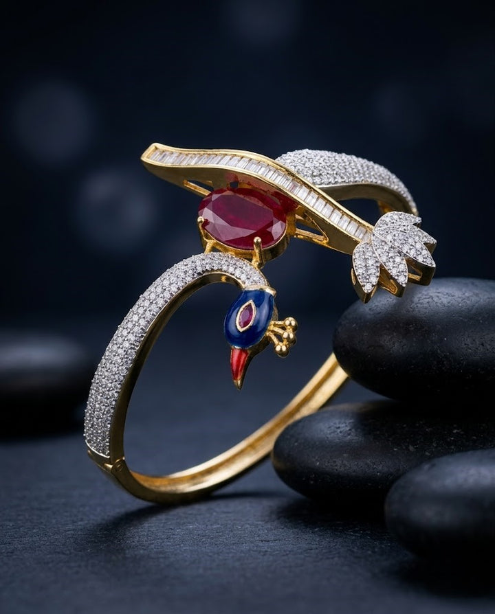 Mayurika Royal Peacock Designer Openable Kada Bracelet for Women