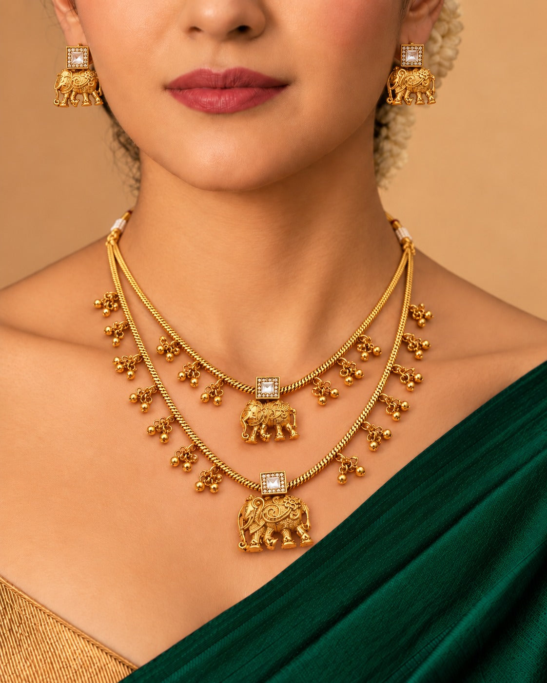 Heritage Elephant Layered Necklace Set