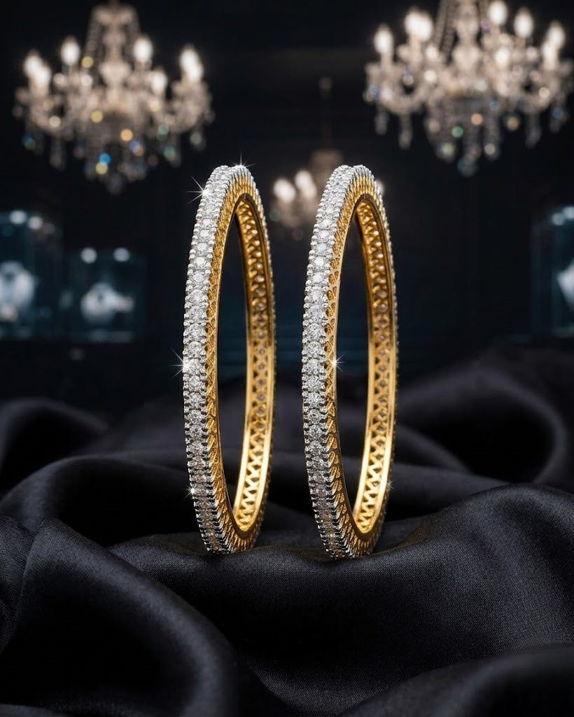 Gold Finish Diamond-Style Designer Bangles for Women
