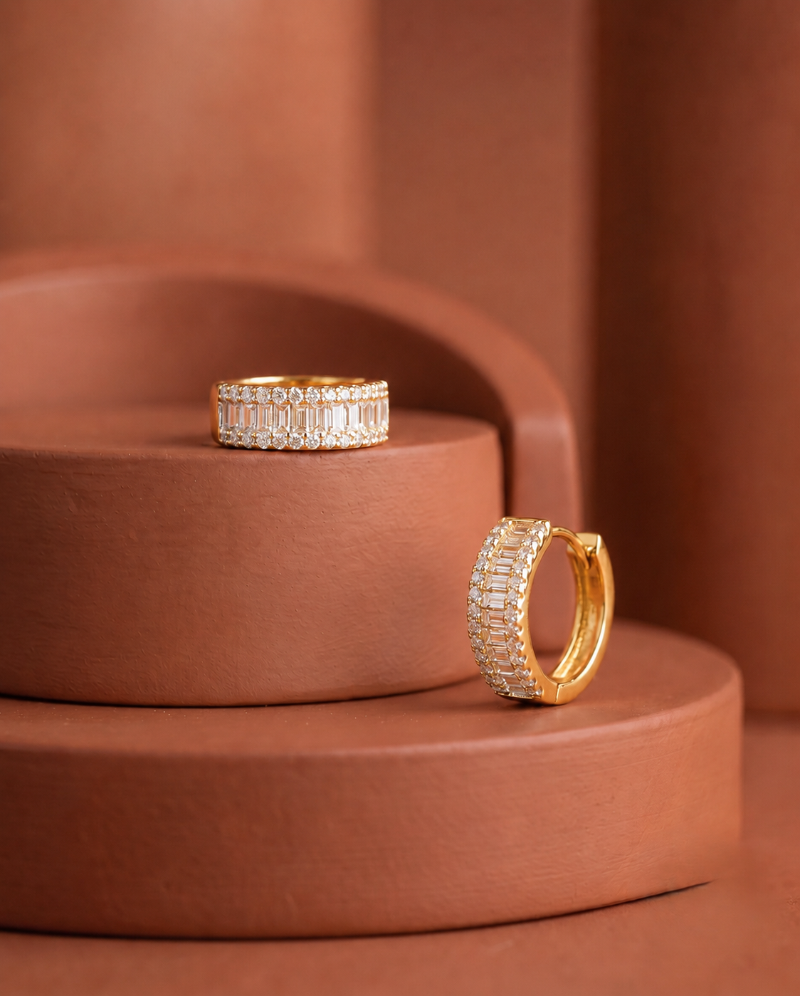 Ariana Baguette CZ Hoop Earrings