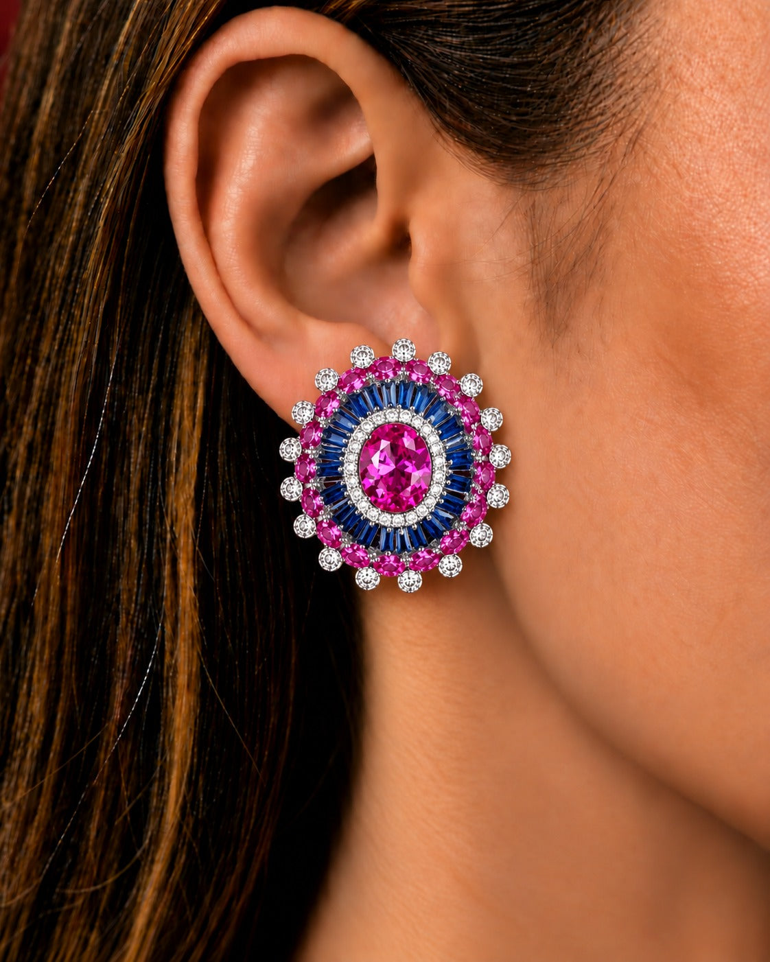 4 CM Oval Statement Stud Earrings