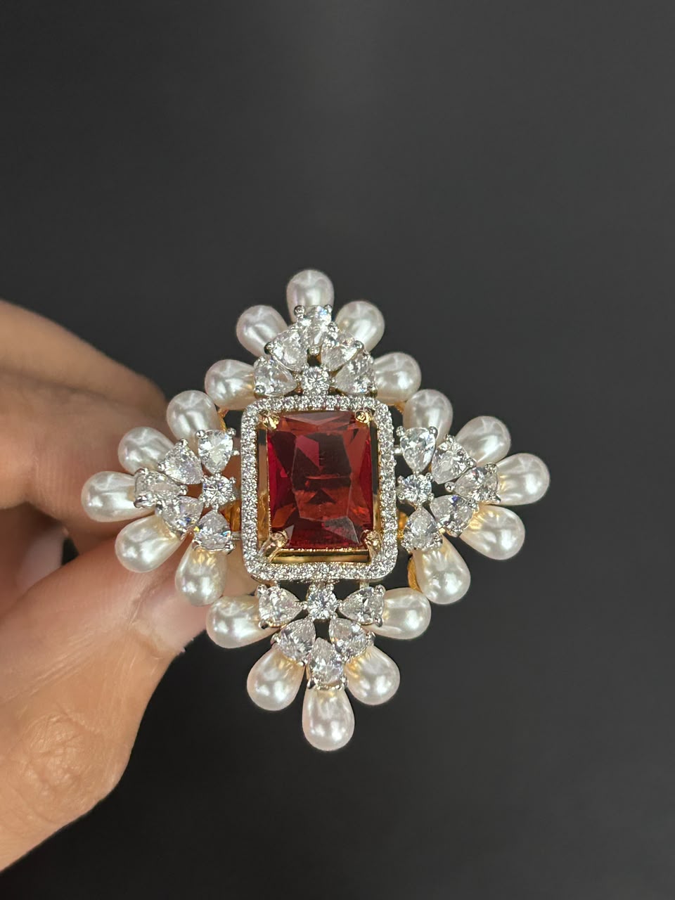 Aurelia Pearl Halo Adjustable Ring