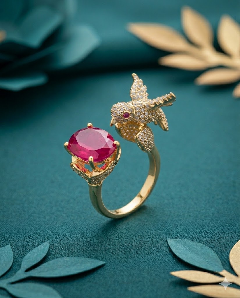 Gulpari Bloom Adjustable Ring for Women | Bird & Rose Designer Ring