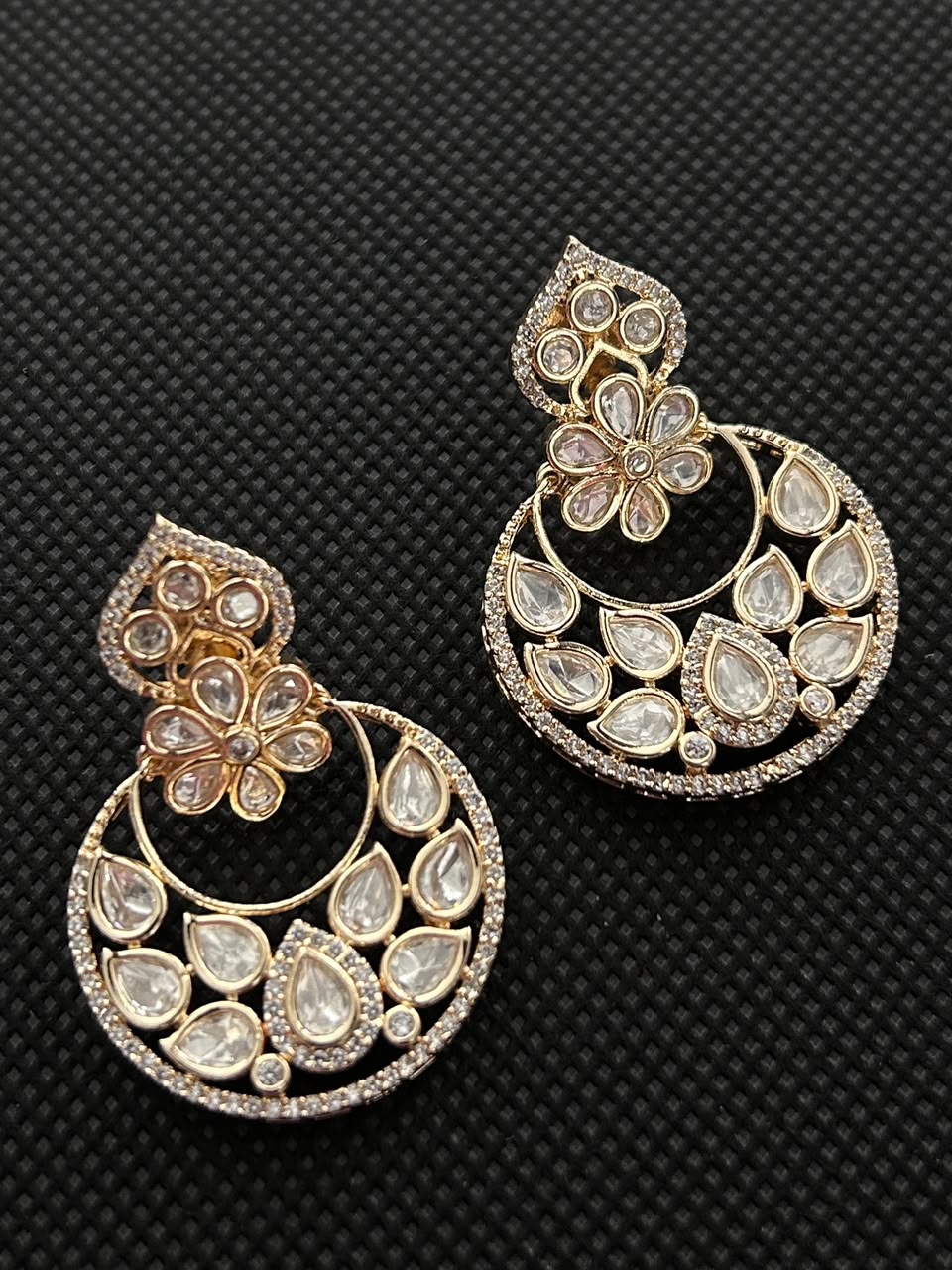 Ruhani Polki Chandbali Statement Earrings