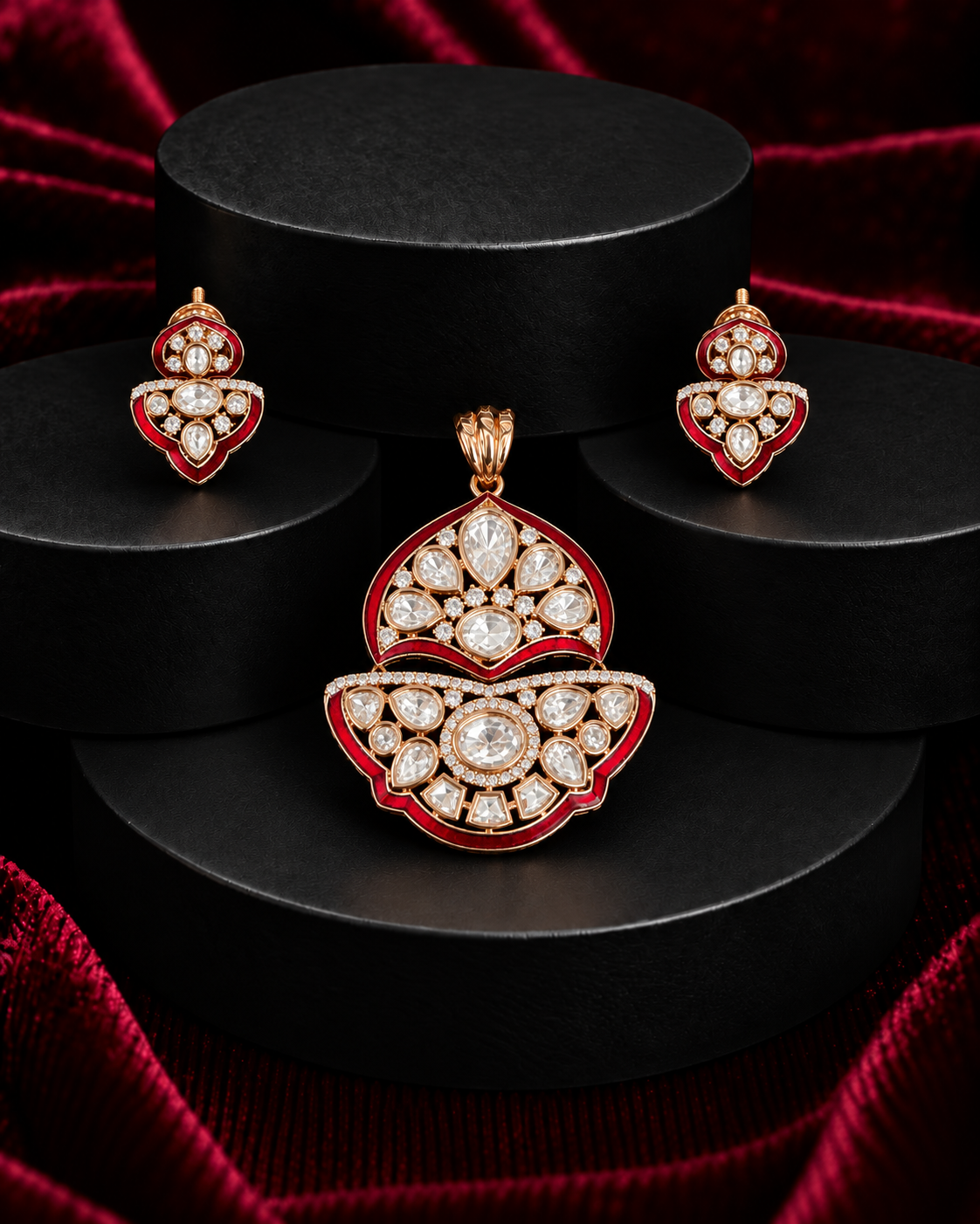 Screw Pech Meherika Polki  Pendant Set