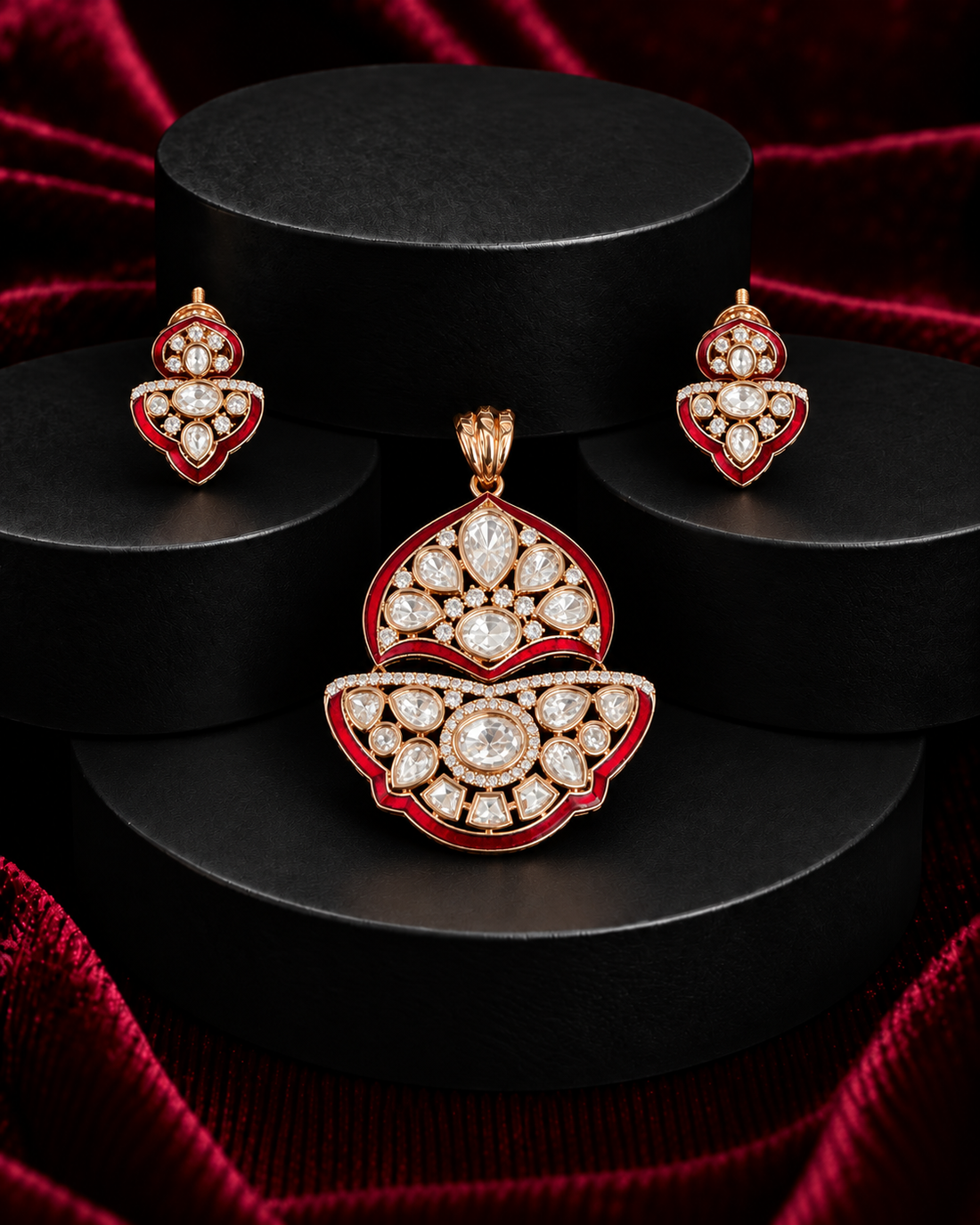 Screw Pech Meherika Polki  Pendant Set