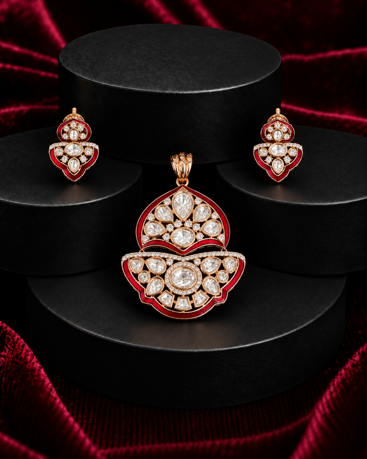 Screw Pech Meherika Polki  Pendant Set