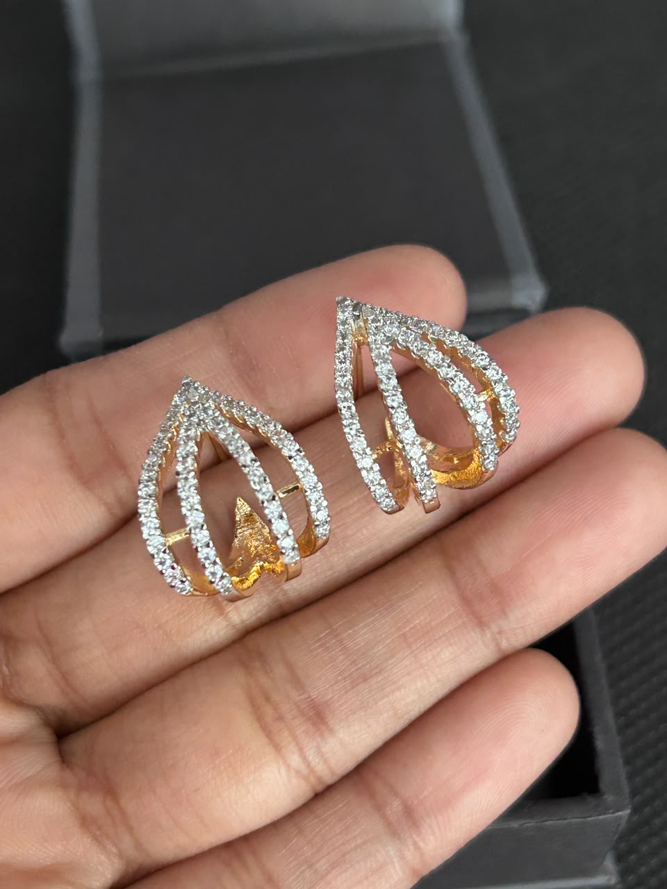 Virelle Layered Teardrop Diamond-Look Hoop Earrings