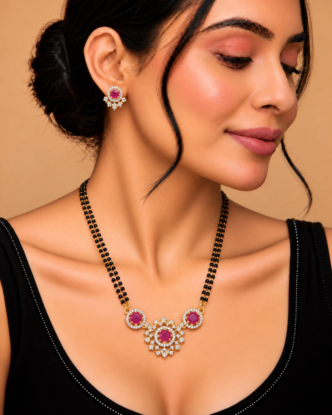 Aarohi Dual-Tone Floral Mangalsutra Set – 18 Inch