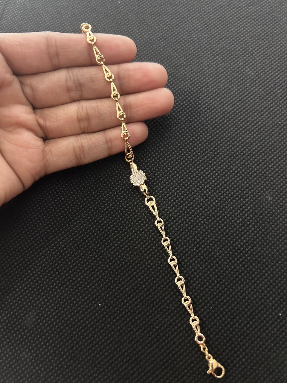 Arielle Gold-Tone Clover Diamond-Look Link Bracelet
