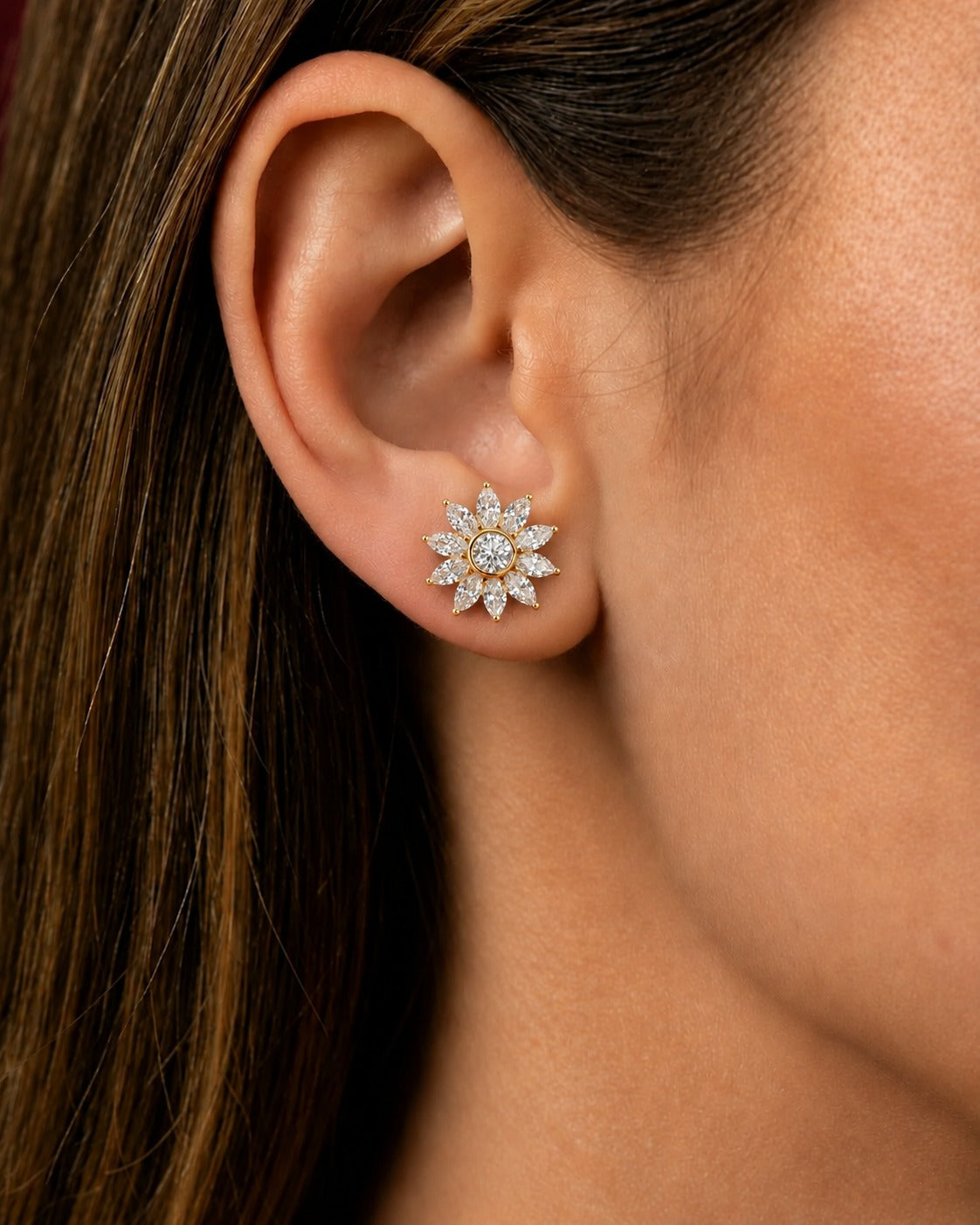 Florina Marquise Bloom Diamond-Look Stud Earrings