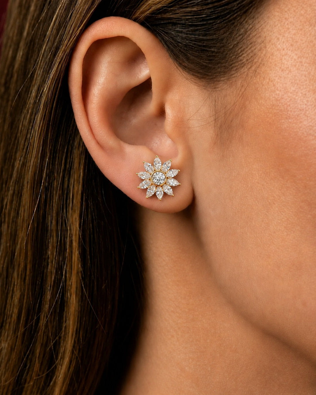 Florina Marquise Bloom Diamond-Look Stud Earrings