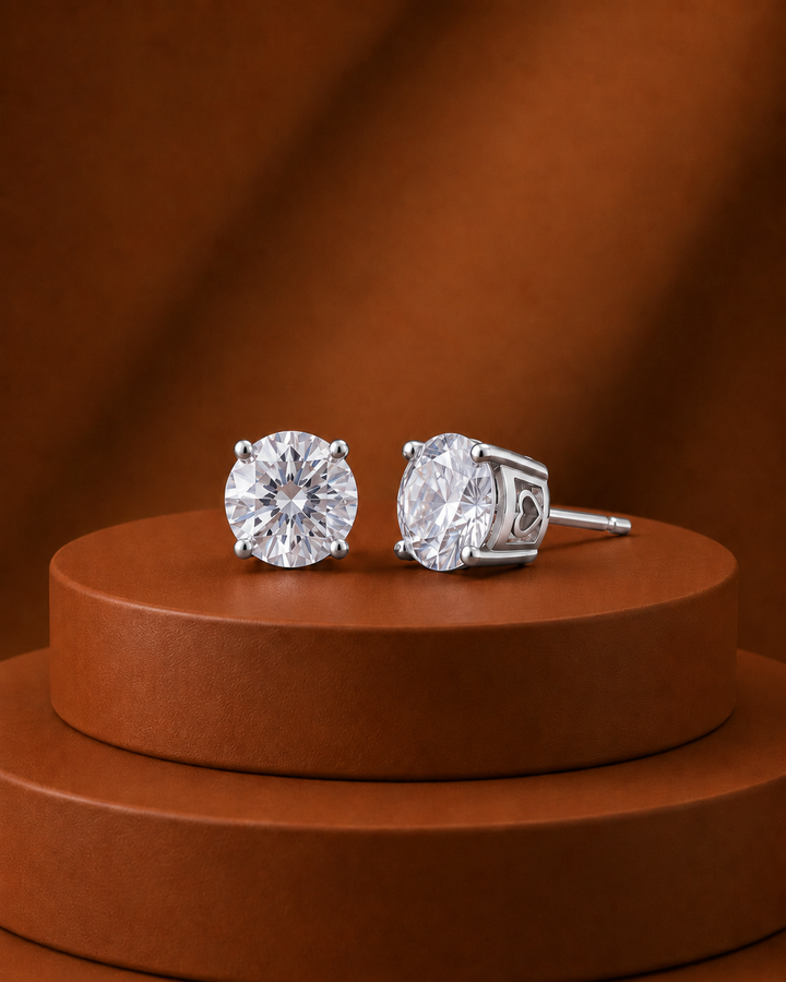 Avira Classic Round Solitaire Stud Earrings