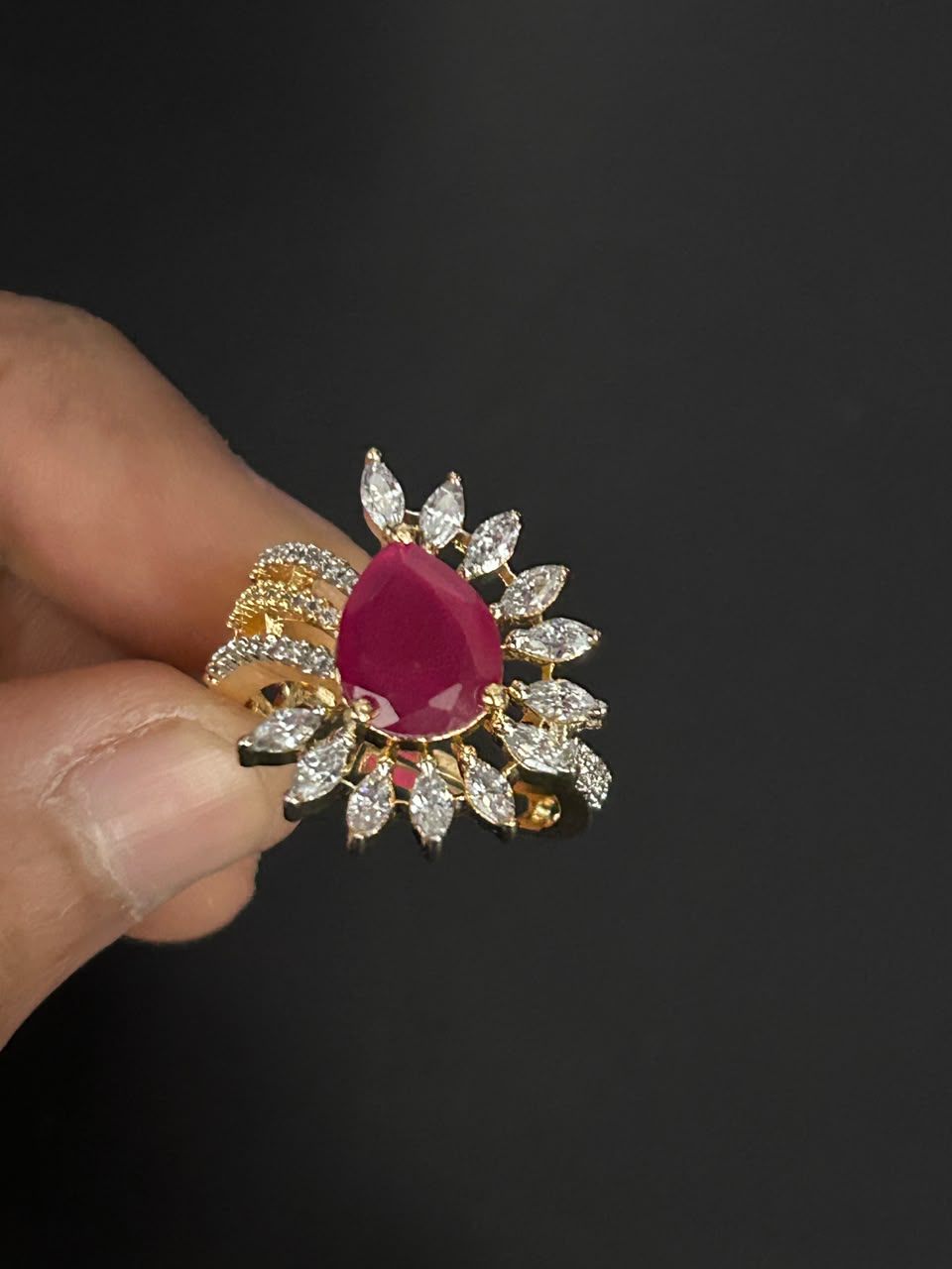Aurevia Teardrop Halo Adjustable Ring