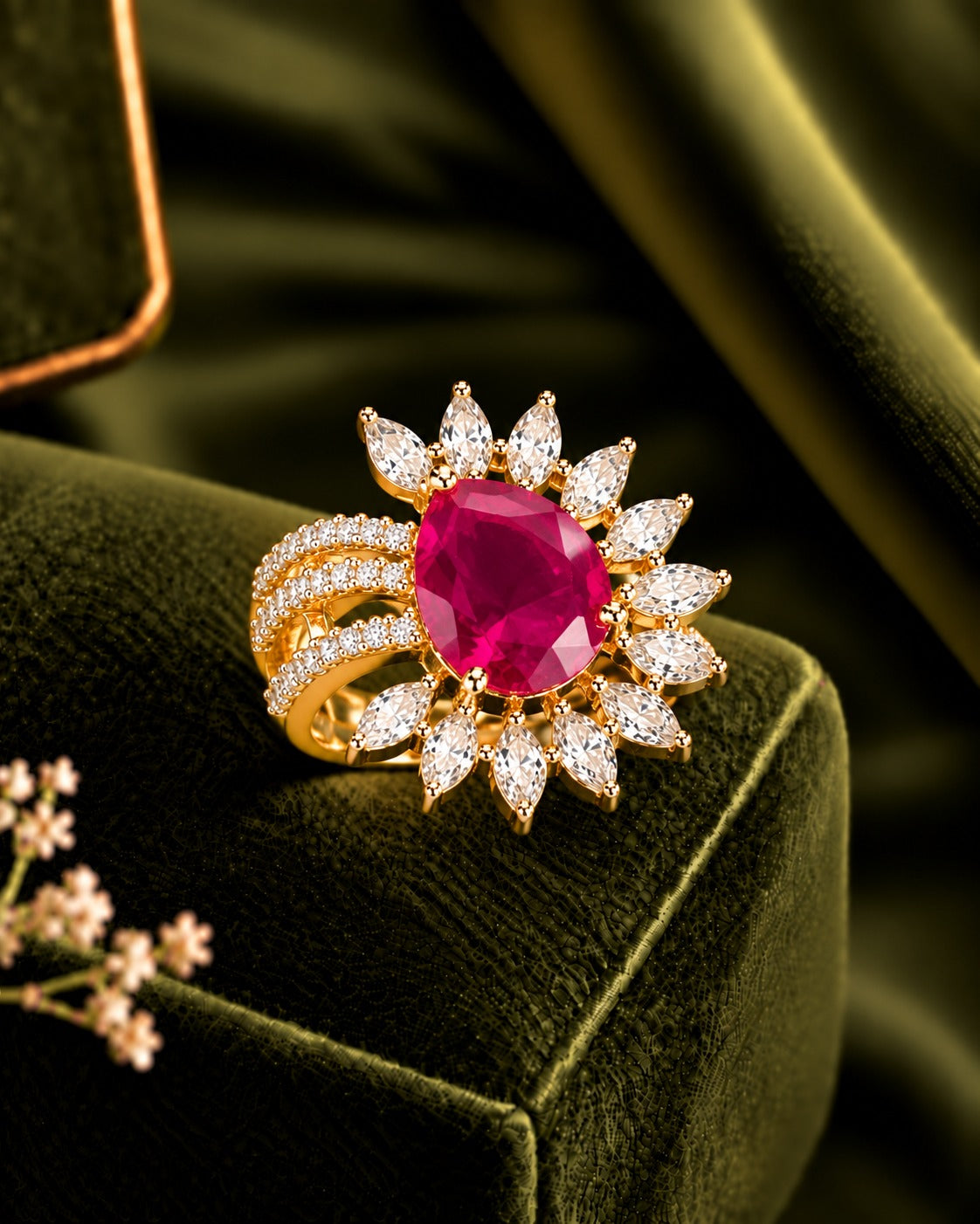 Aurevia Teardrop Halo Adjustable Ring