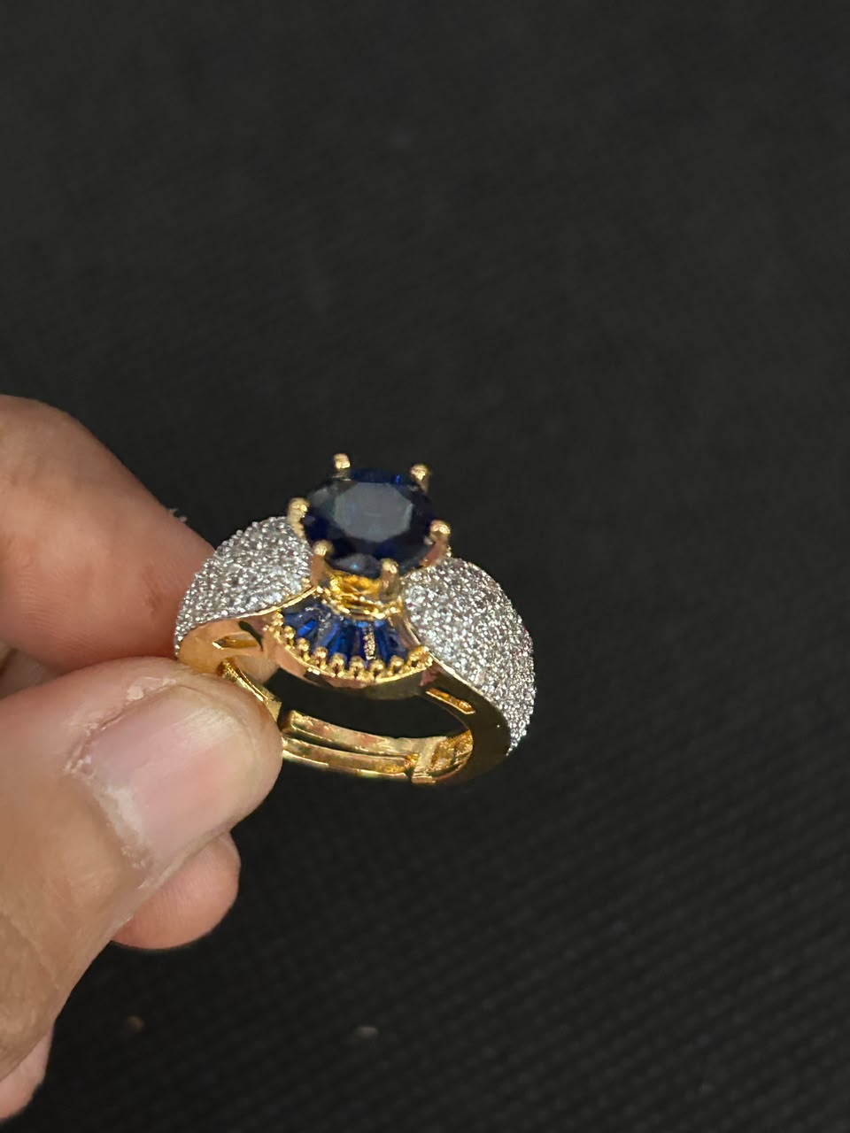 Majestic Crown Solitaire Adjustable Ring