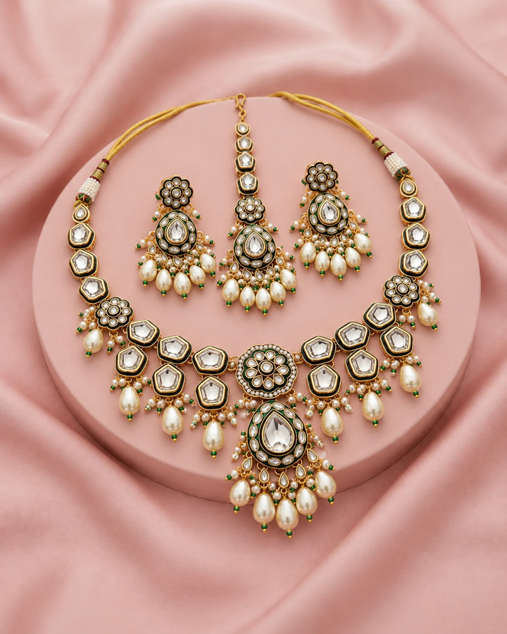 Meherbaan Heritage Kundan Pearl Necklace Set