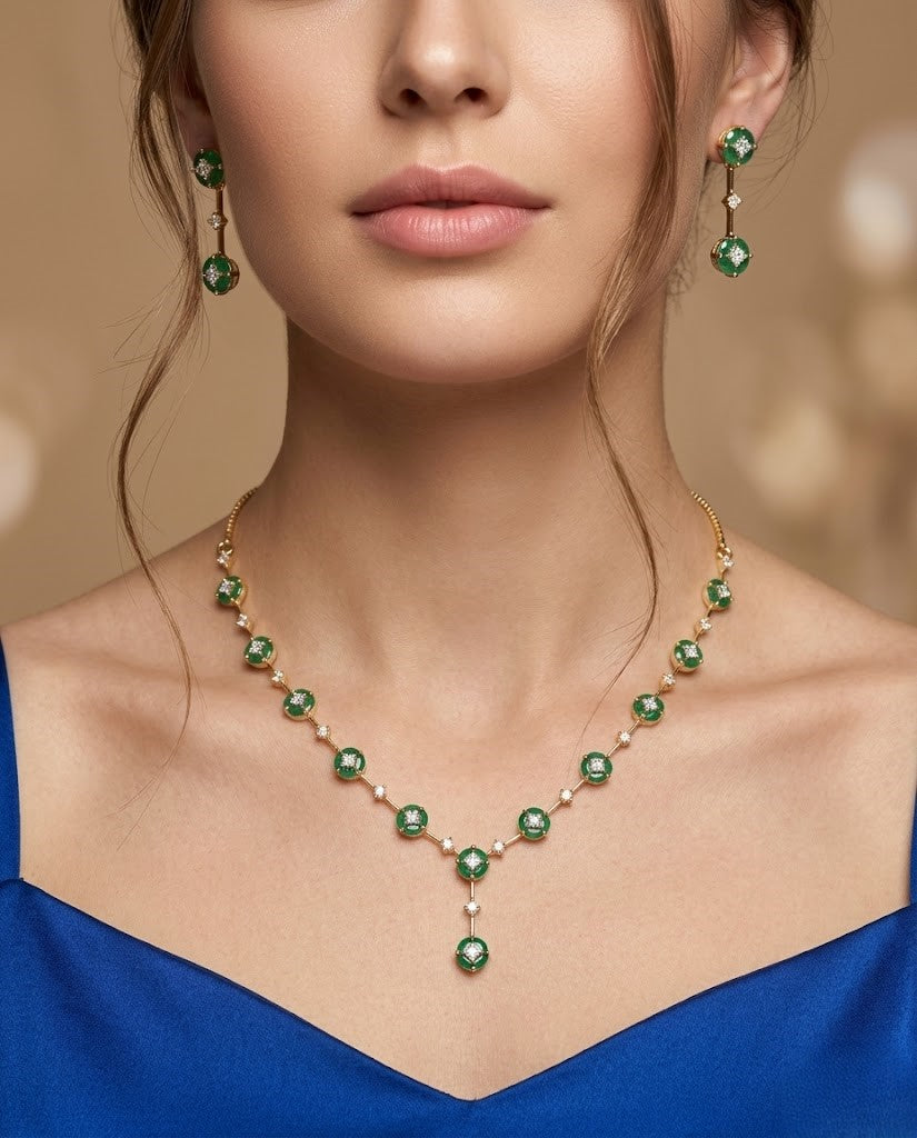 Ruhani Ruby Blossom Necklace Set