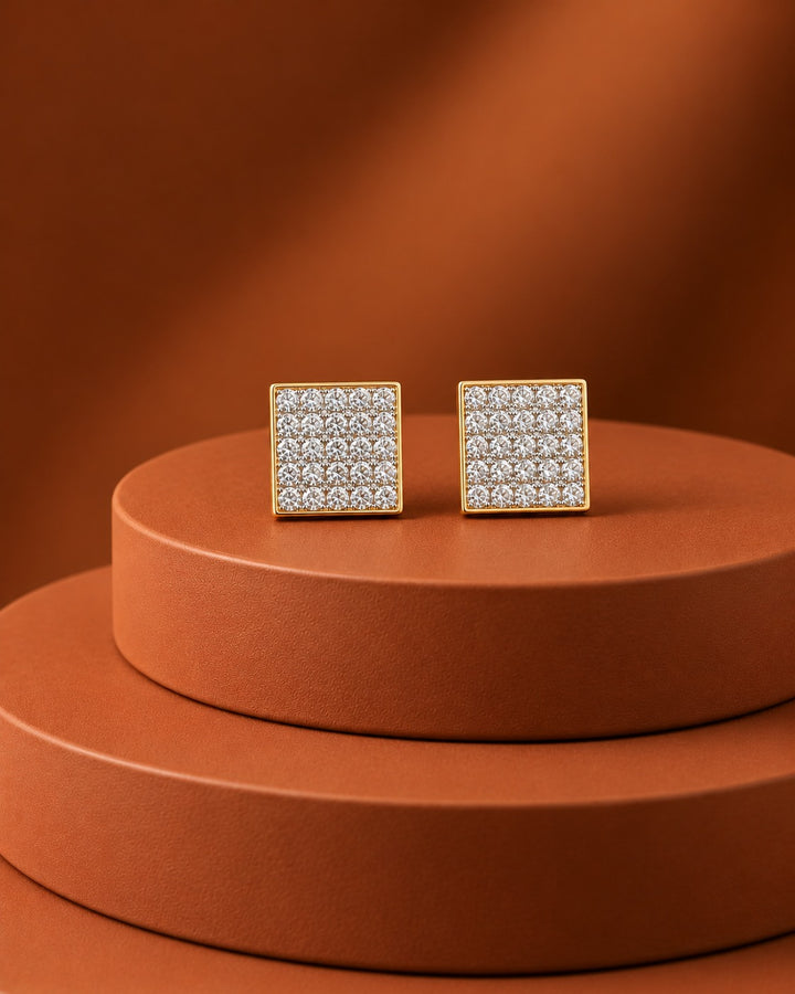 Luxe Square Diamond-Look Stud Earrings