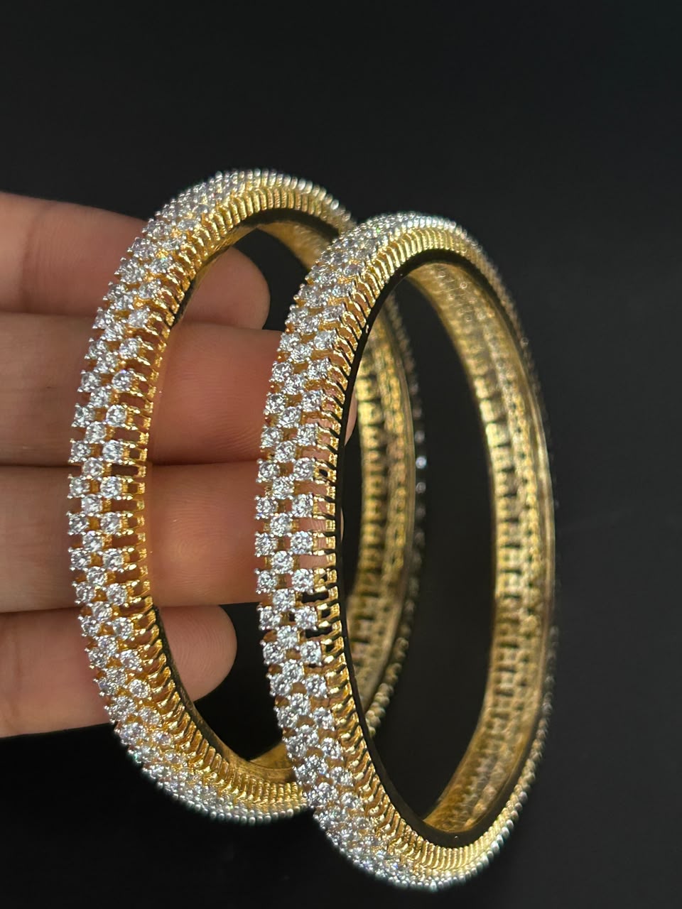 Zarvika Radiant Gold-Tone CZ Bangles