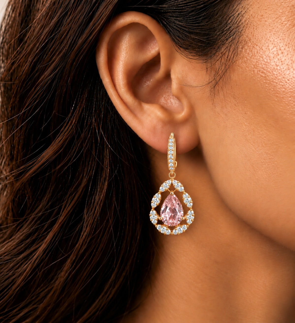 Solid Luxe Teardrop Halo Earrings