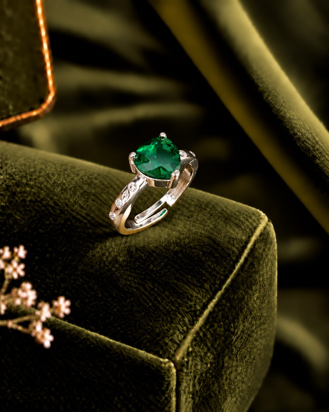 Silver Heartstone Adjustable Ring