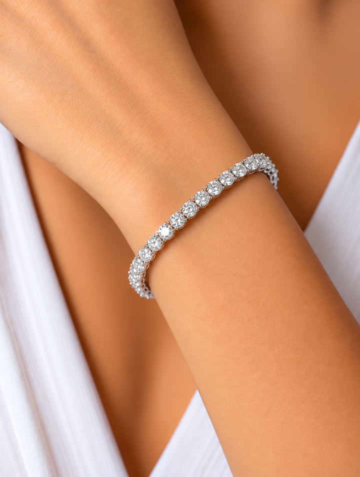 50 Cents Solitaire Tennis Bracelet - Gold & Silver Crystal Bracelet