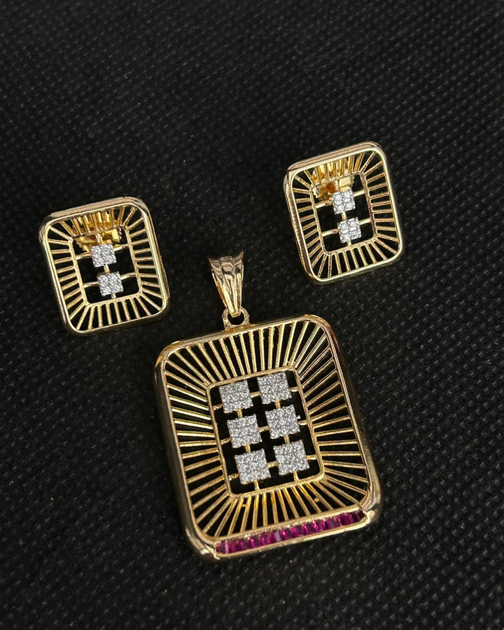 Reyanka Ruby Grid Pendant Set
