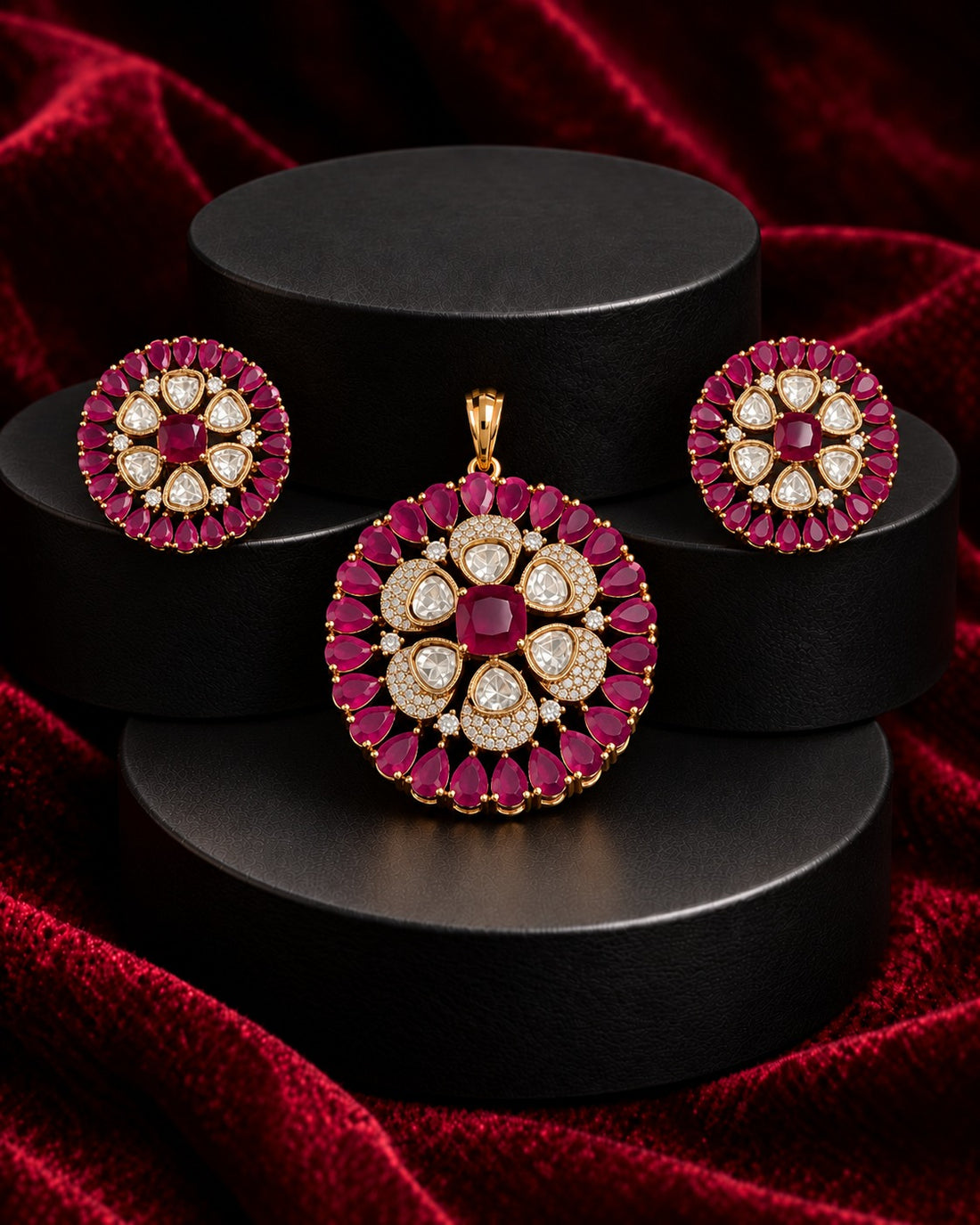 4CM Maharani Polki Pendant Set