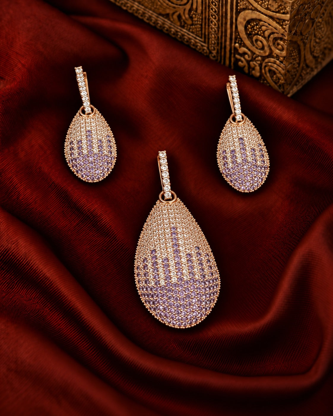 Aurevia Spectrum Teardrop Pendant & Earrings Set