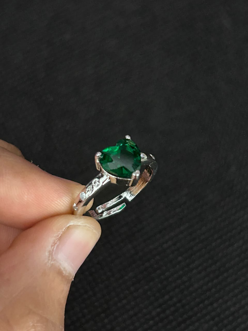 Silver Heartstone Adjustable Ring