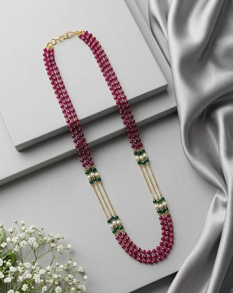 Gulnaar Heritage Ruby Beaded Mala Necklace