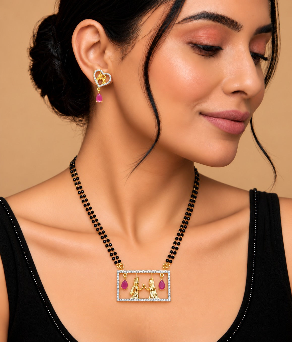 Premika Couple Motif Mangalsutra Set – 18 Inch