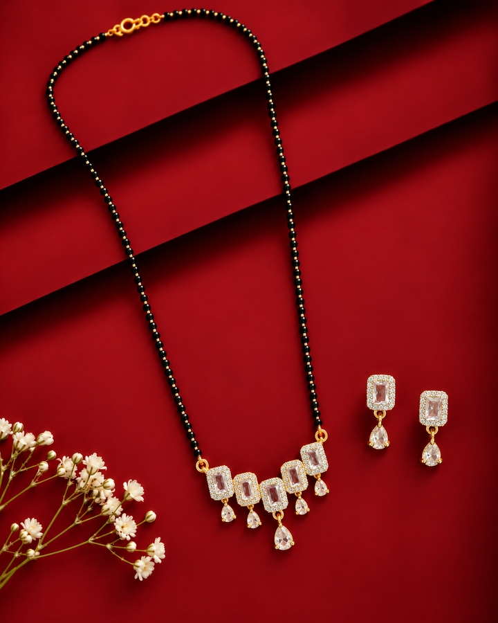 18 Inch Blush Crystal Drop Mangalsutra Set