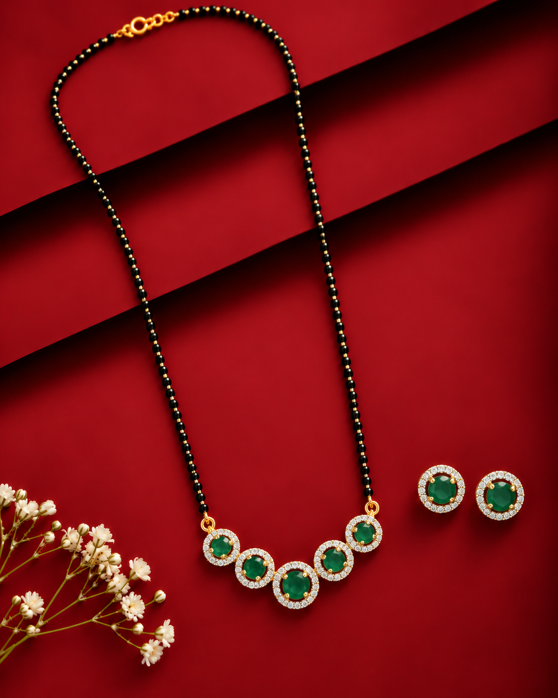 18 Inch Halo Stone Mangalsutra Set